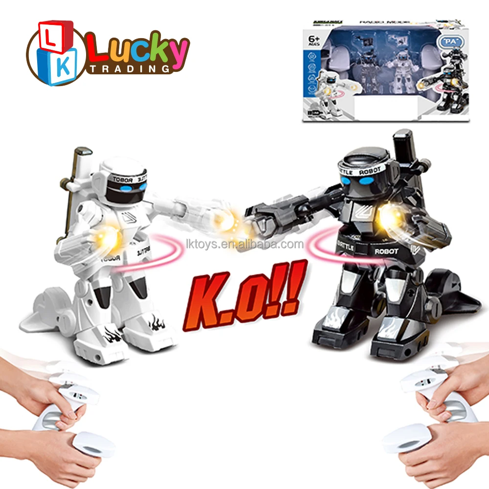 New 2.4G Rc Battle Robot Toys 2-person Competition Fighting Robot Light Sound Remote Control Robot For Kids