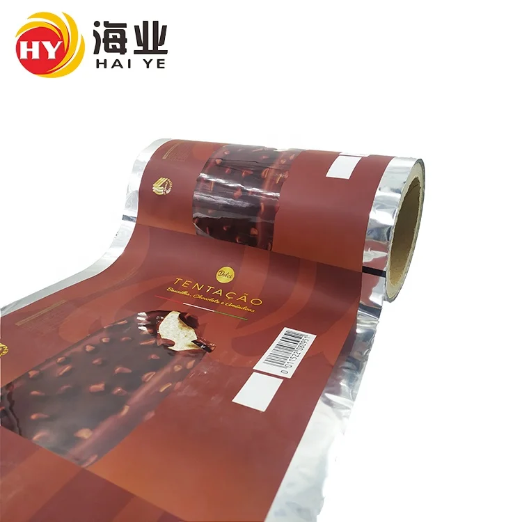OEM Custom Printed Ice Popsicle Packaging Middle Side Seal  Bag Popsicle Packaging Plastic Film Roll
