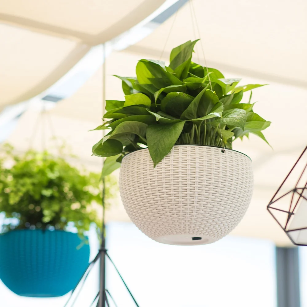 Оптовая продажа декоративные домашние балконные садовые горшки для растений цветов пластиковые подвесные корзины на открытом воздухе