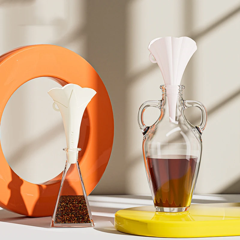 Newest Spill Proof Kitchen Oil Funnel Portable Food Grade Multipurpose Foldable Separation Filter Funnel