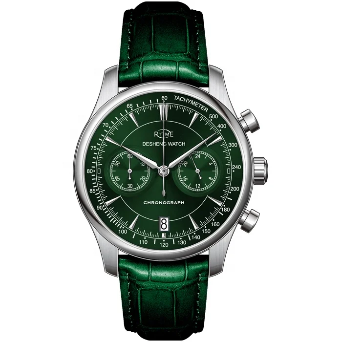 Custom mens luxury watch stainless steel Japanese chronograph branded watches