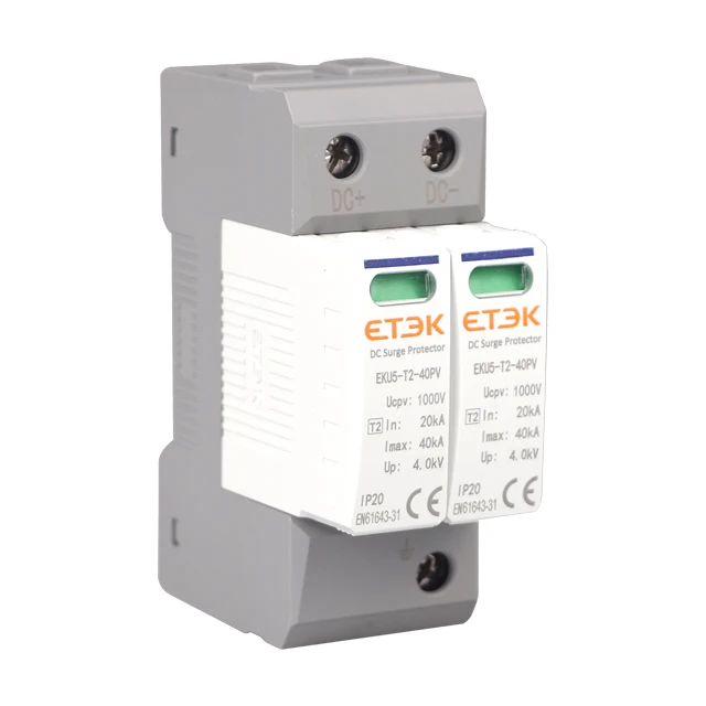 ETEK EKU5-T2-40PV  2P DC1000V Imax 40kA SURGE PROTECTIVE DEVICE ARRESTER  SPD