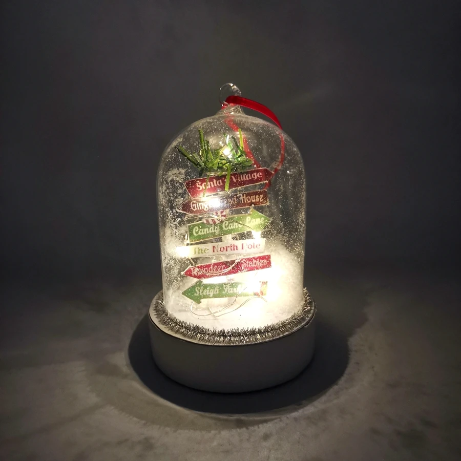LED Hangable christmas tree decoration Signpost snowflake  glass dome for christmas decorations gift