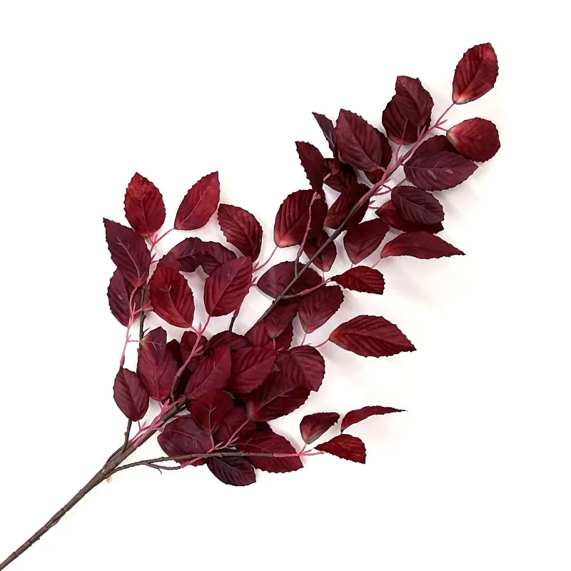 YIWAN wholesale Preserved Plastic Silk Fabric plants real touch artificial Beech Branch leaf Leaves for home decoration