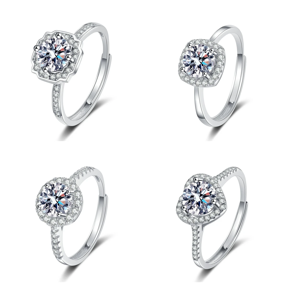 Moissanite diamond engagement wedding copper rings set wholesale classic cz cubic zirconia silver rings for women