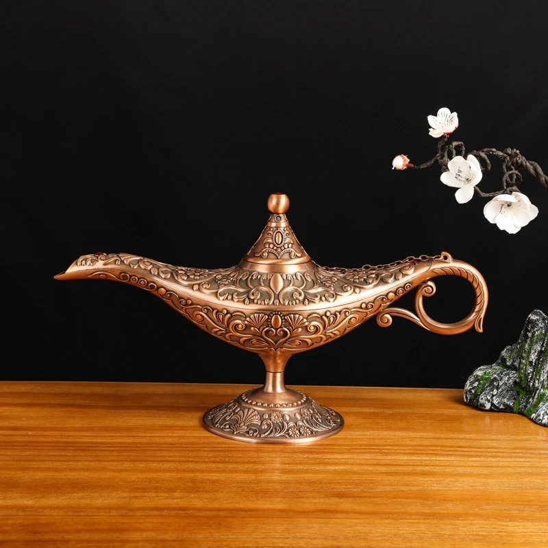 SHINNYGIFTS Thanksgiving Gift Home Decoration Ornaments Metal Arabian Style Magic Lamp Aladdin Lamp