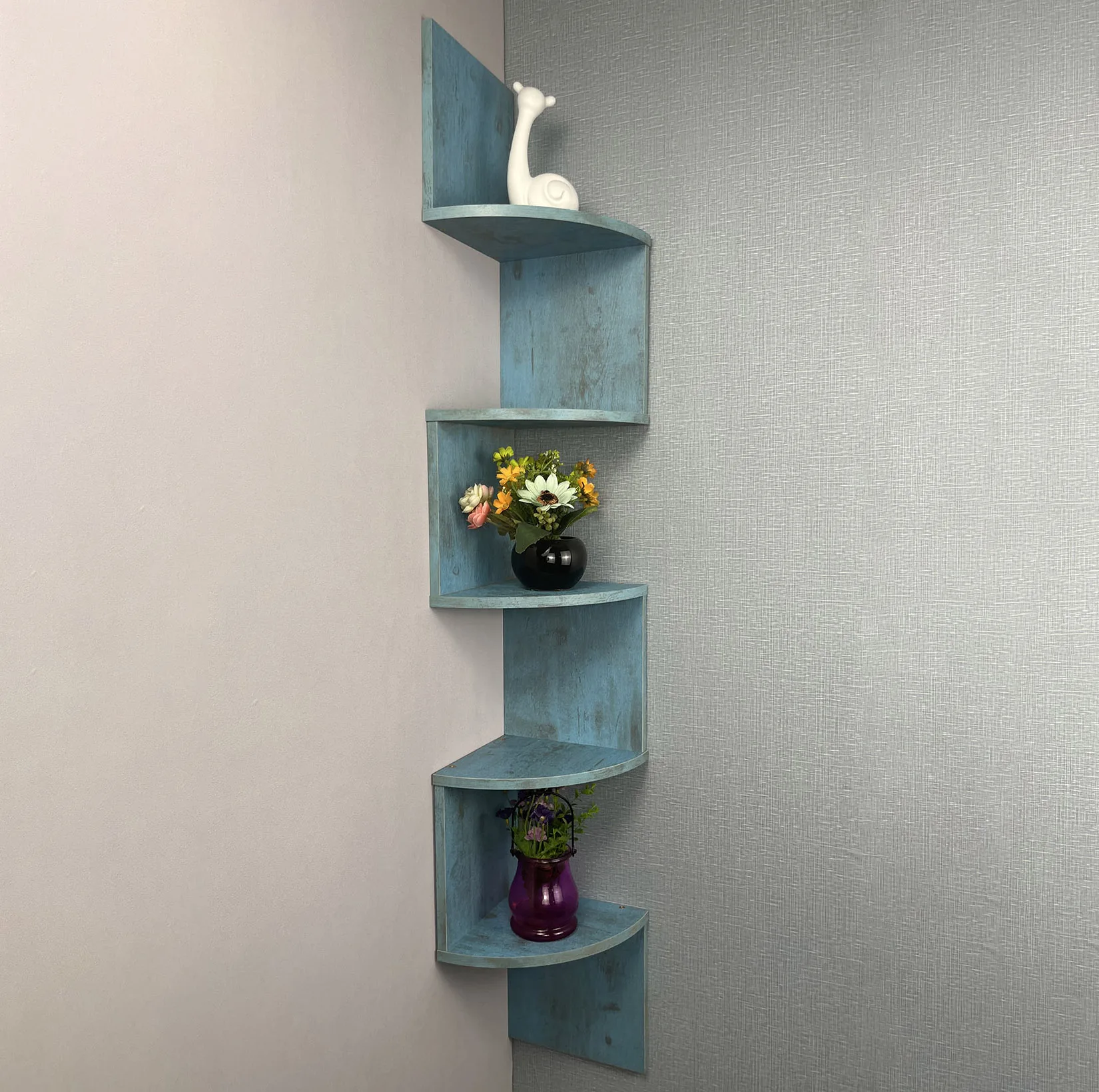 Wholesale New Retro green Floating Book Flower Shelves Wall Mount Wooden Hanging Ledge Corner Storage Shelf