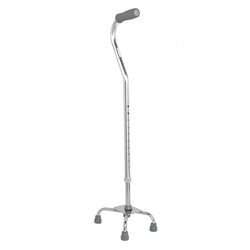 New design aluminum light weight adjustable height four-legged walking stick cane for elderly