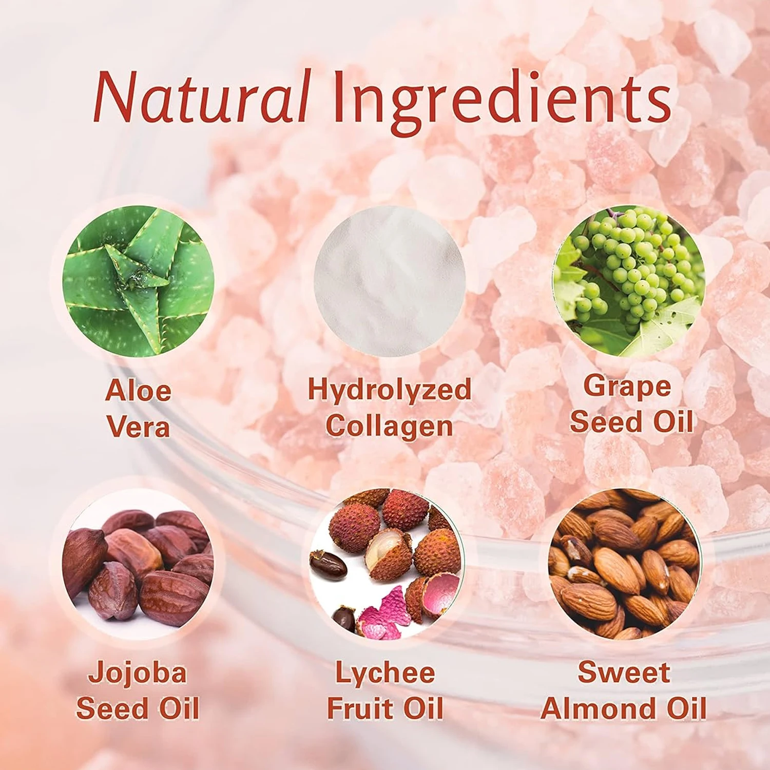All Natural Himalayan Salt Scrub Face Foot Body Scrub Aloe Vera Grape Seed Oil Exfoliating Infused Collagen Stem Cell Body Scrub