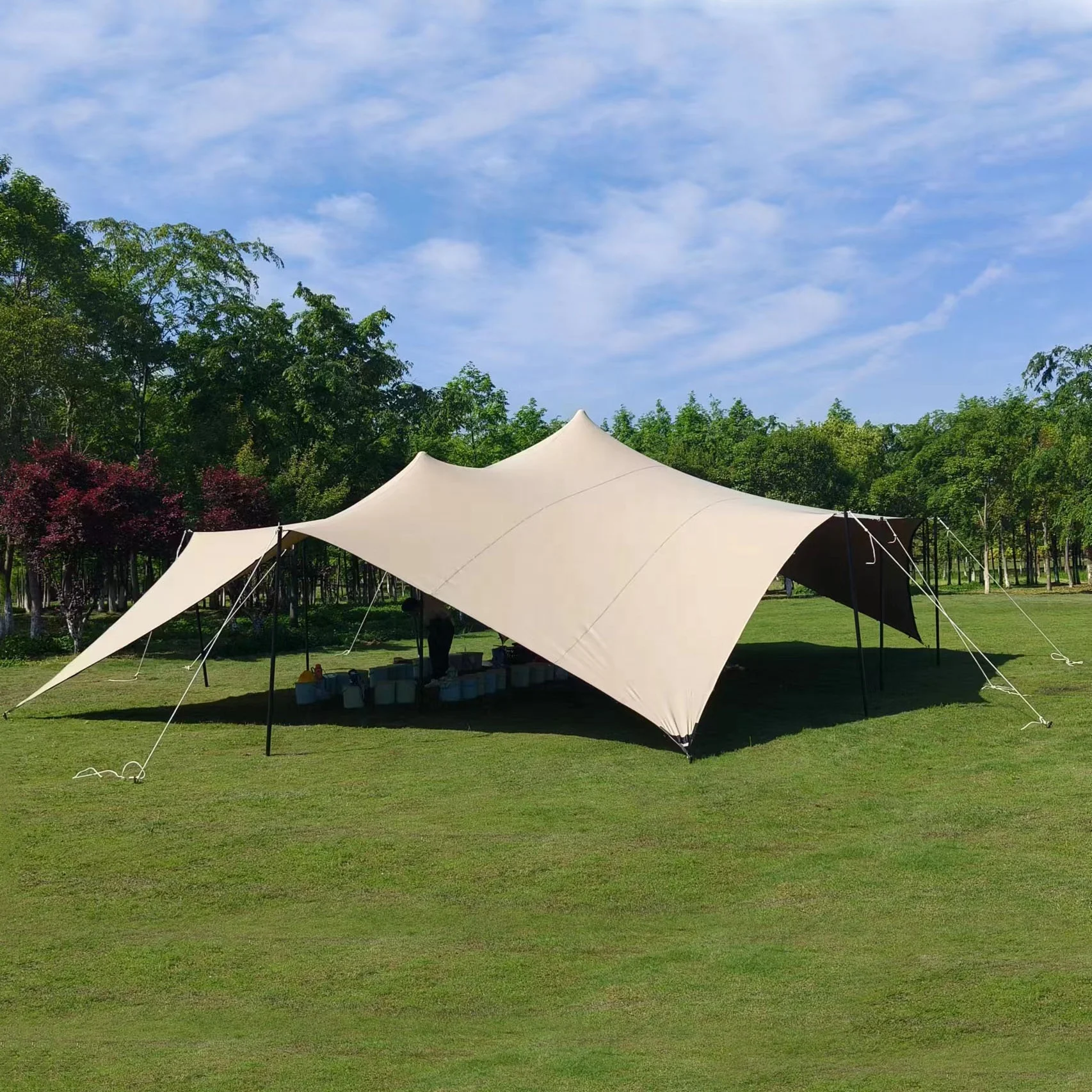 SCOCANOPY Large Retractable Elastic Waterproof Sunshade Stretch Tent Canopy with Pole for Outdoor Event