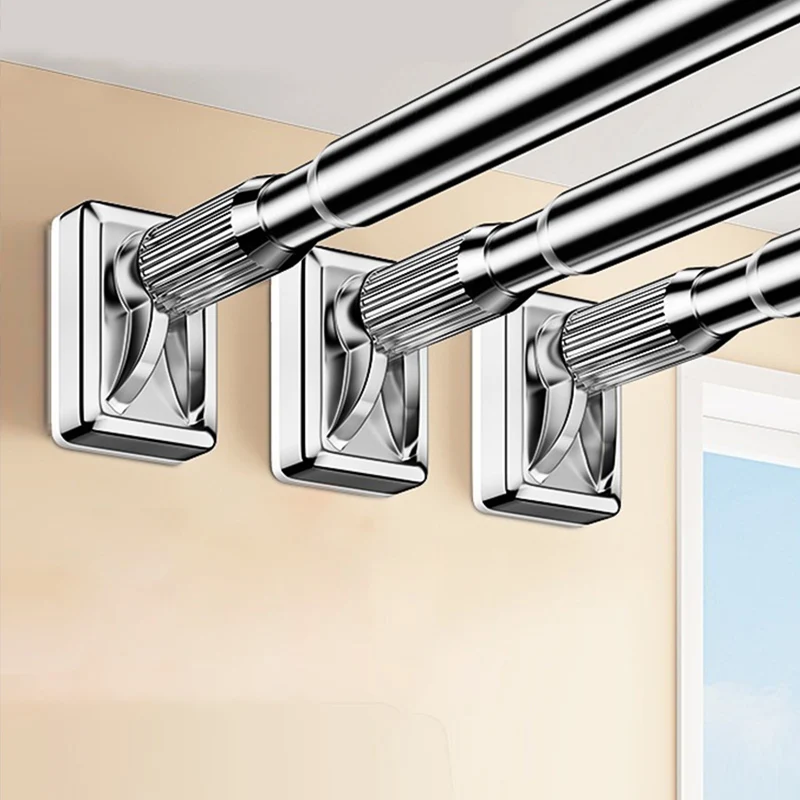 ARODDY Non Drill Rustproof Single Waterproof Factory Curtain Rods and Rails Custom Bath Extensible Shower Curtain Pole