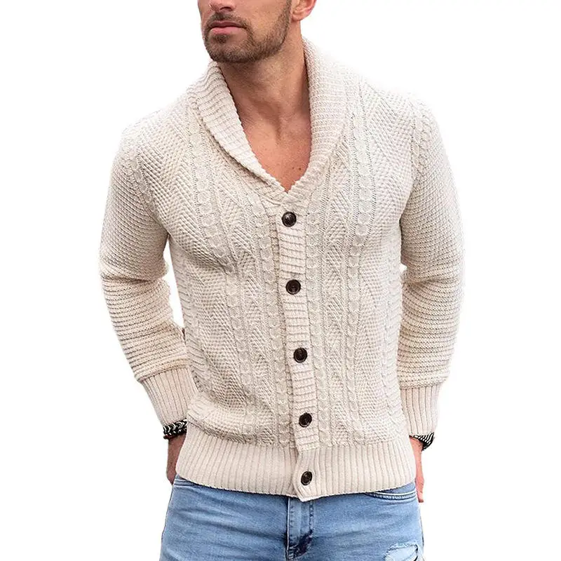 Wholesale knitted fashion men clothes knit pullover solid color cable knit sweater men long cardigan sweater