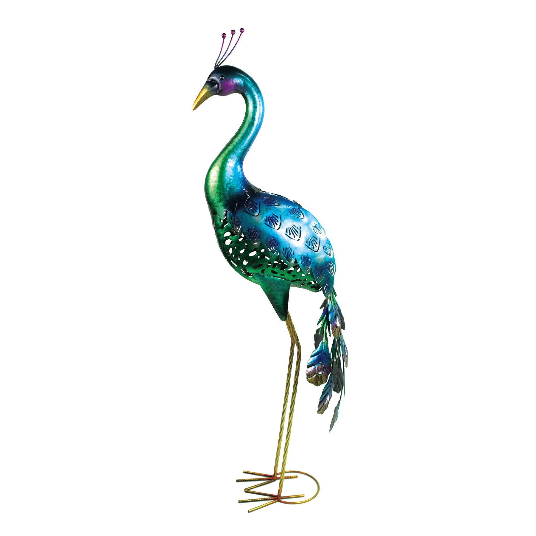 Hot Sale Creative  Metal animal Art  solar 3d Metal peacock Sculptures Kinetic Cast Iron Garden Decoration outdoor