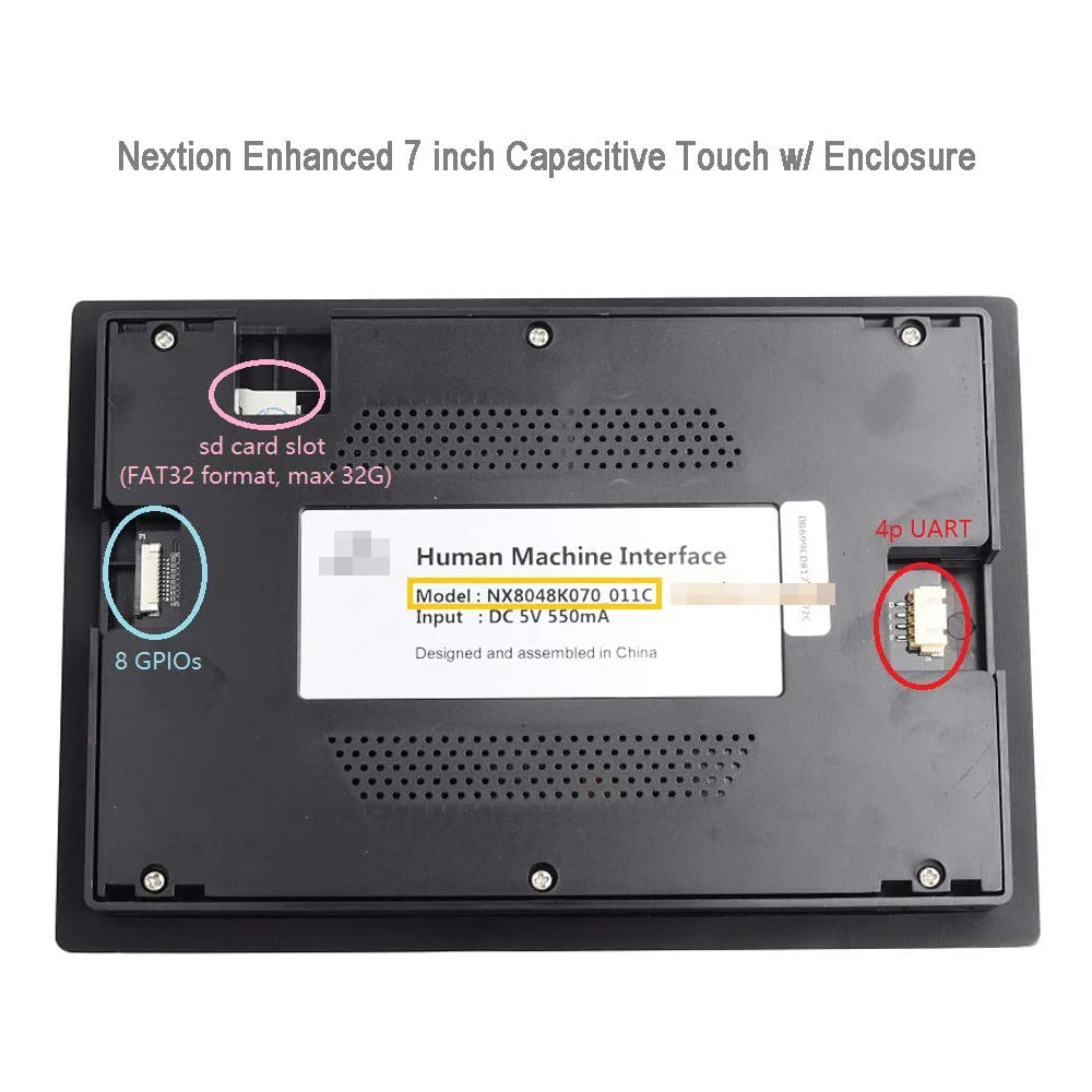 7 inch Enhanced NX8048K070-011C HMI Capacitive Touch Screen TFT LCD Display 800x480 with Enclosure Case for Arduino Raspberry Pi