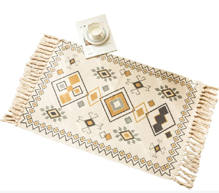 Хлопок и лен для спальни экологически чистый ковер с бахромой