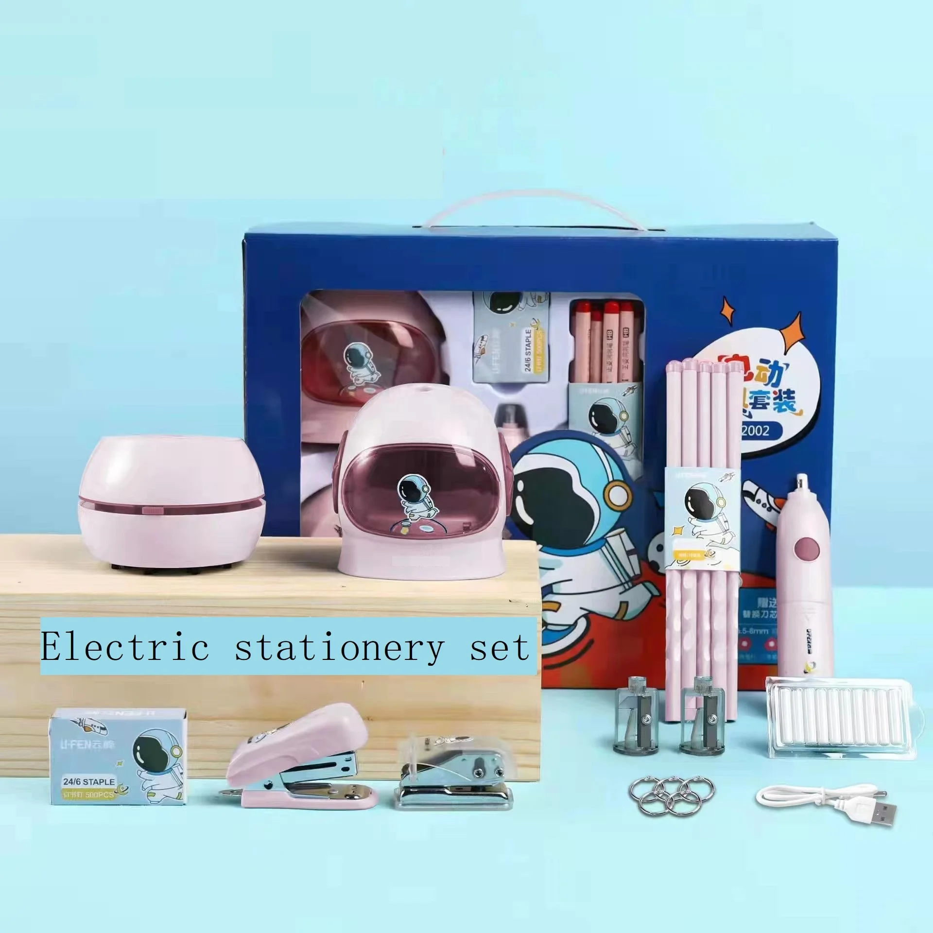 Purple Unicorn Desktop Vacuum Stationery Kit Electric Pencil Sharpener & Eraser with Eraser Refill School Kids Gift Box Set