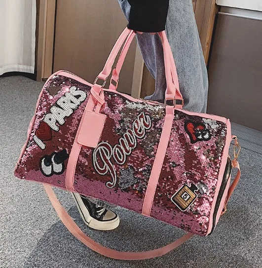 Custom Lightweight Travel Bag Fashion Sequin Duffel Bag Glitter Gym Bag
