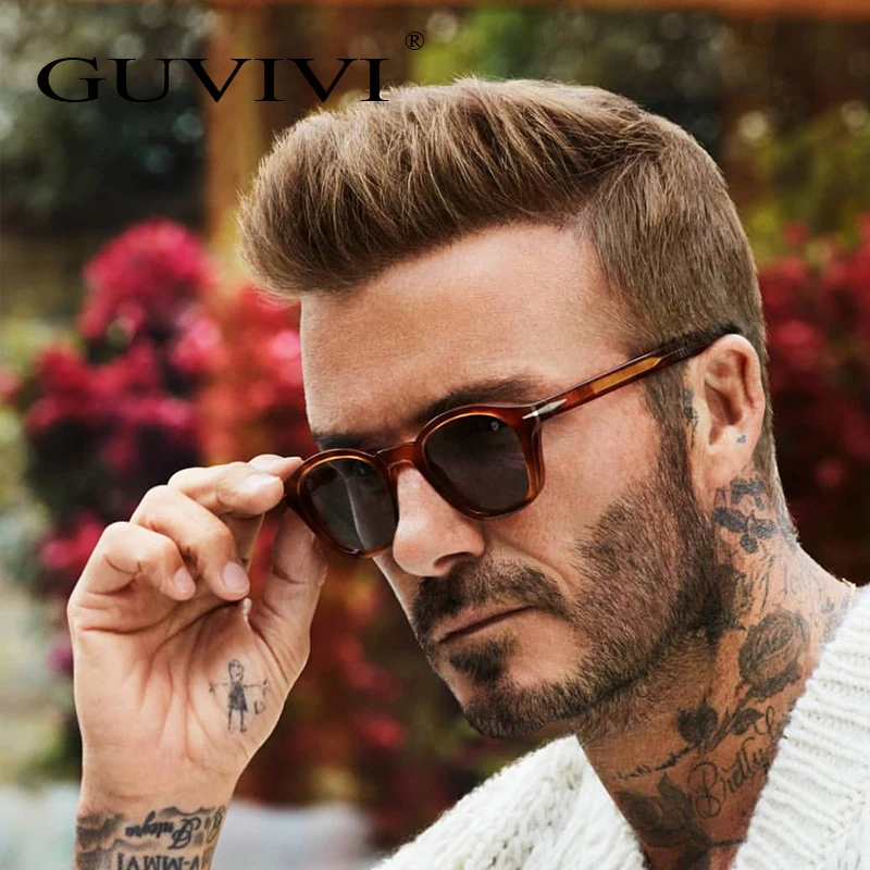 GUVIVI New square modern retro round sunglasses men and women star with the same style Beckhame sunglasses custom wholesale