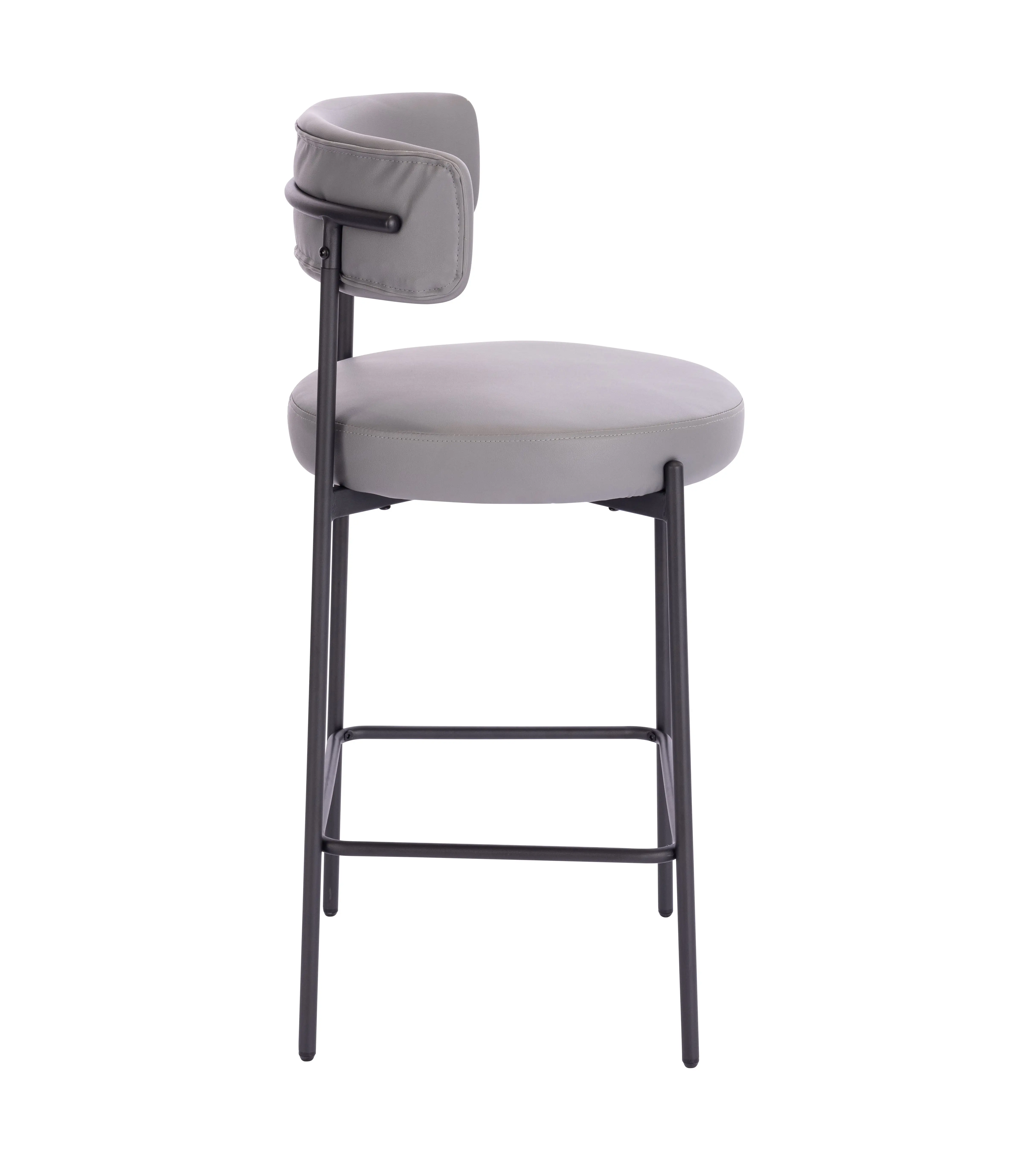Manufacturer Supplier Mid Back Leather Soft Leather Seat Cushion Kitchen Counter Metal Legs High Bar Stool