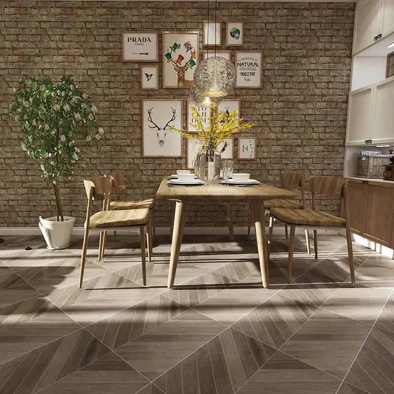 Nordic Spelling Fish Bone Wood Grain Brick Arrow Wood Tile Living Room Non-slip Floor Tile 600x600 Antique Tile