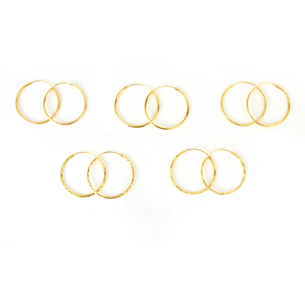 JXX women cheap earrings 24k carat gold plated 20 mm round hoop earrings wholesale factory