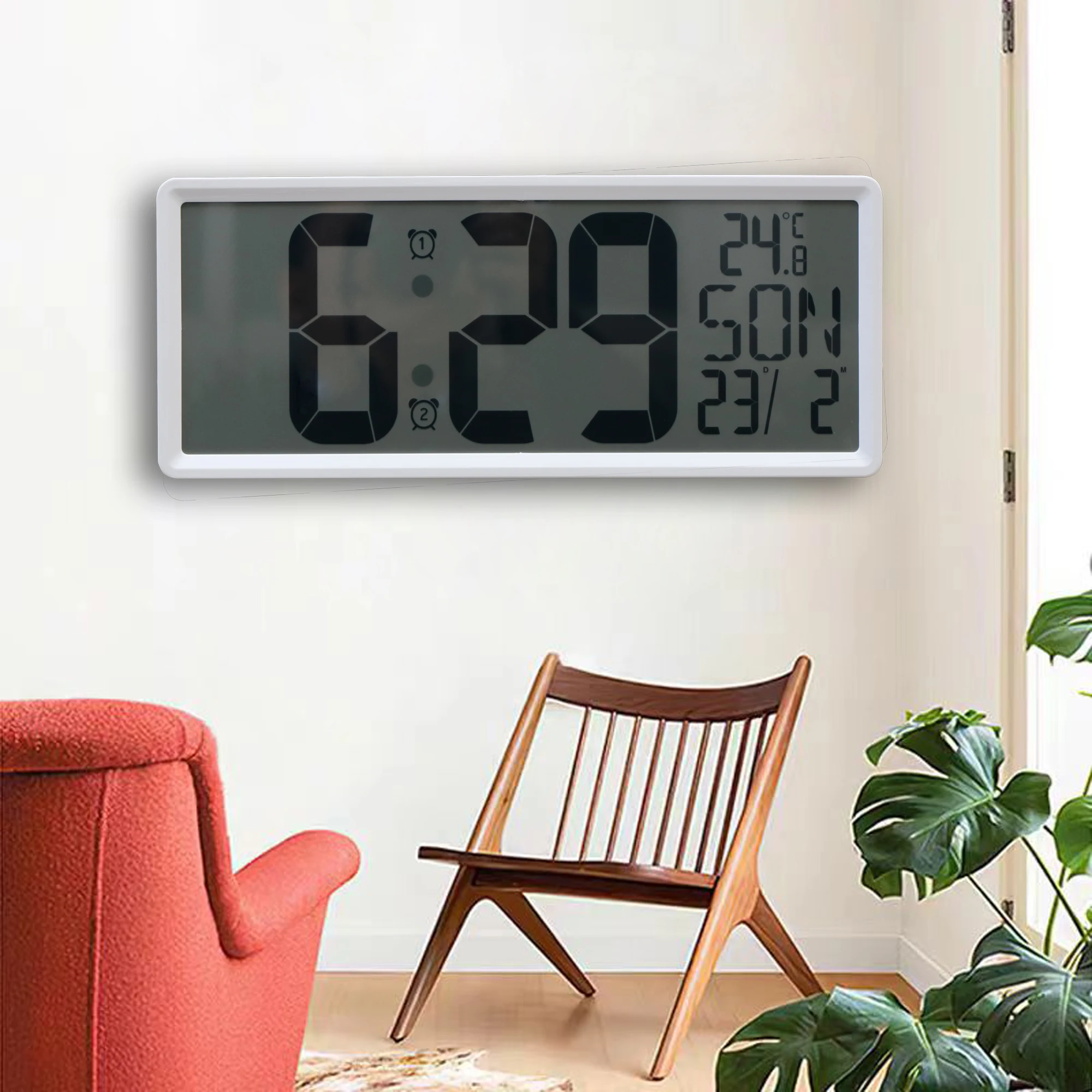 Modern large display table clock with temperature and humidity calendar multi-functional digital alarm clock