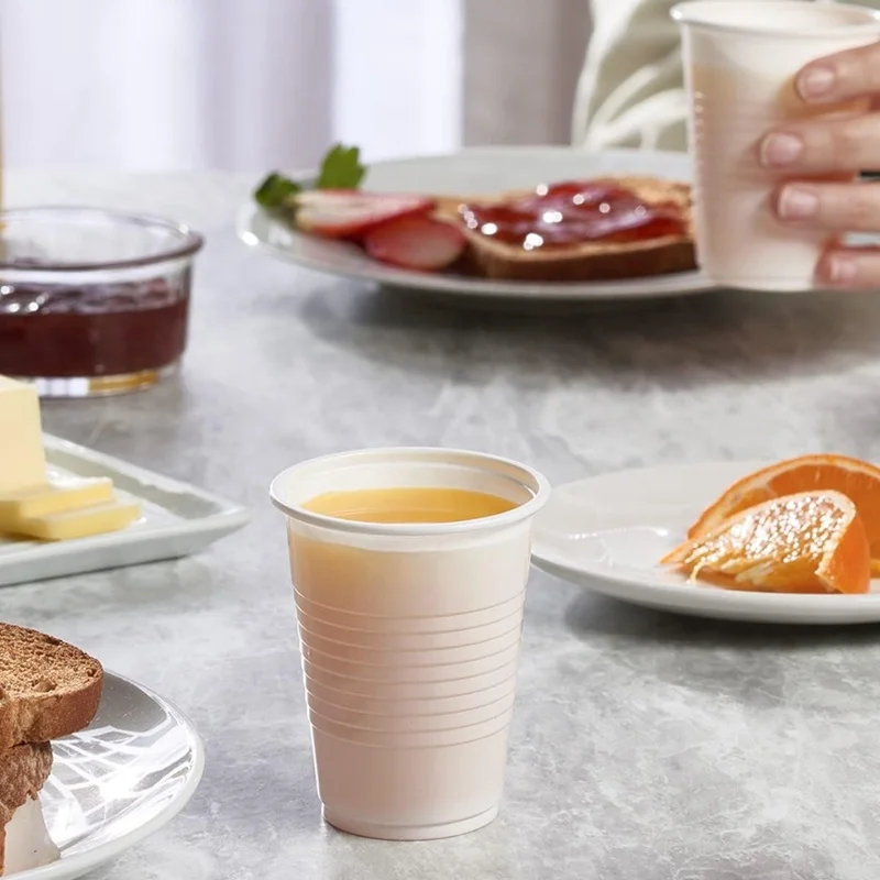 7 Oz Polypropylene Disposable White Plastic Drinking Cups For Party