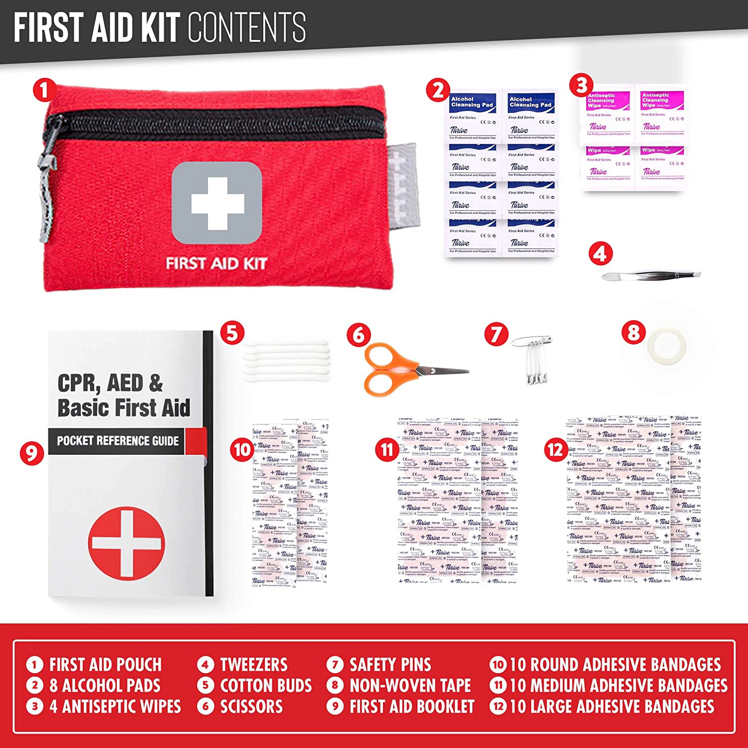 104 Piece Car Safety Kits Roadside Assistance Emergency Kit Waterproof Survival First Aid Safety Kit