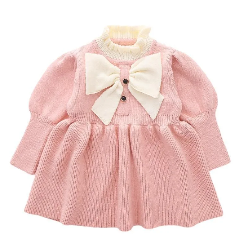 2022 spring and autumn Girls Sweet knitted princess dress, soft and comfortable dress, suitable for 2-6 years old children