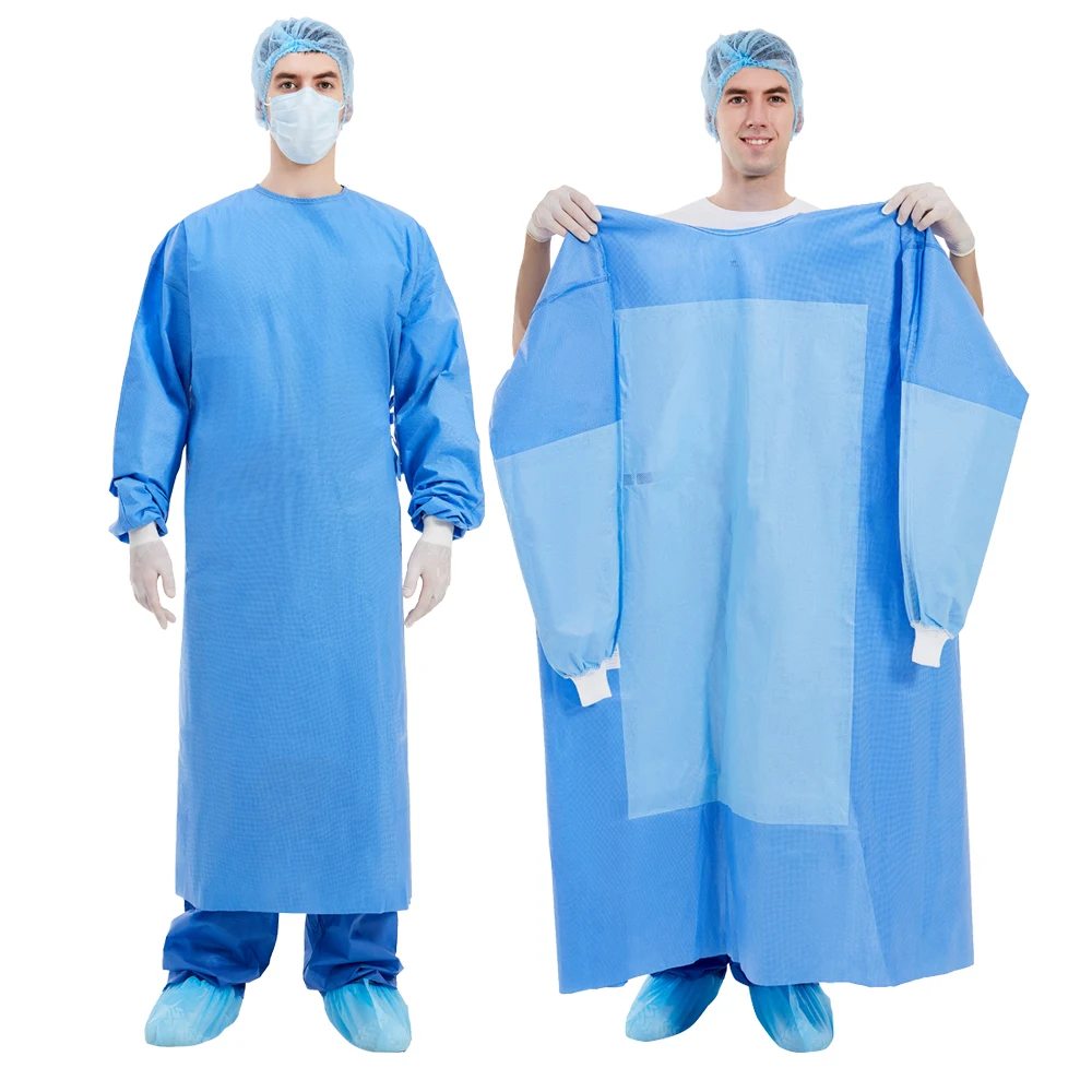 High quality non woven Disposable sterile Surgery Gown Medical Disposable AAMI level 3 Fabric Reinforced Surgical Gown