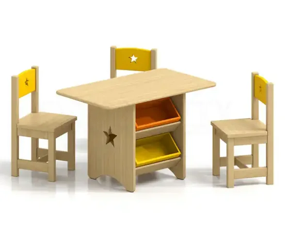 Kindergarten Nursery Kids Cute Table and Chair Kids  Wooden Desk and Chair with Storage Box