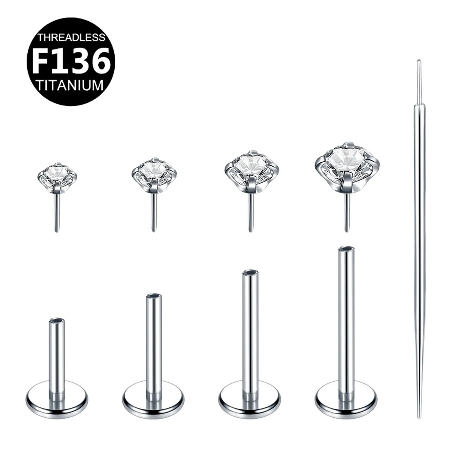 Gaby Flat Back Earring G23 Titanium De Titanio Threadless Tragus Labret Cartilage Lip Medusa Conch Piercing Jewelry for Women