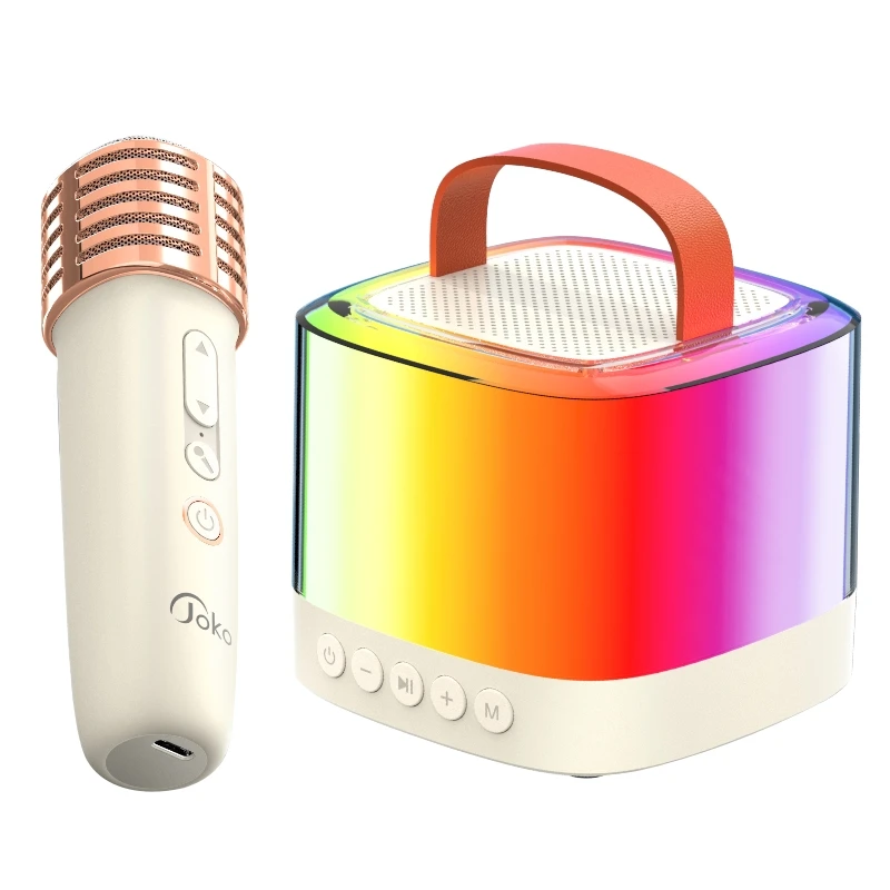JOKO Hot Selling Handheld Colorful Karaoke Audio Speaker With Microphone Household Party Portable Speakers For Outdoor Music