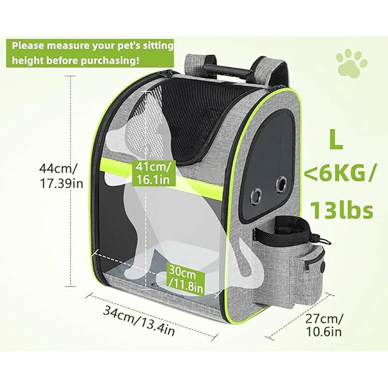 New Design Large Expandable Clear PVC Polyester Pet Carrier Backpack for Hiking Travel Camping Outdoor