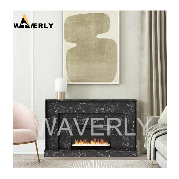 Modern Design Interior Home Decoration Natural Fireplace Mantel Hot Sale Black Marble Fireplace Surround