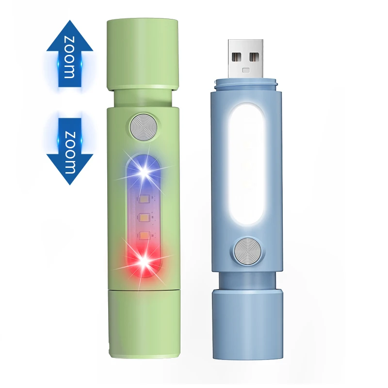 Factory lithium battery mini torch rechargeable led flashlight with emergency light pocket torch with usb charging jack