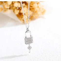 New Arrival Padlock Necklace Copper Plating Silver Gold Lock Choker With CZ Padlock,Key Jewelry Necklace Choker for Girl friend