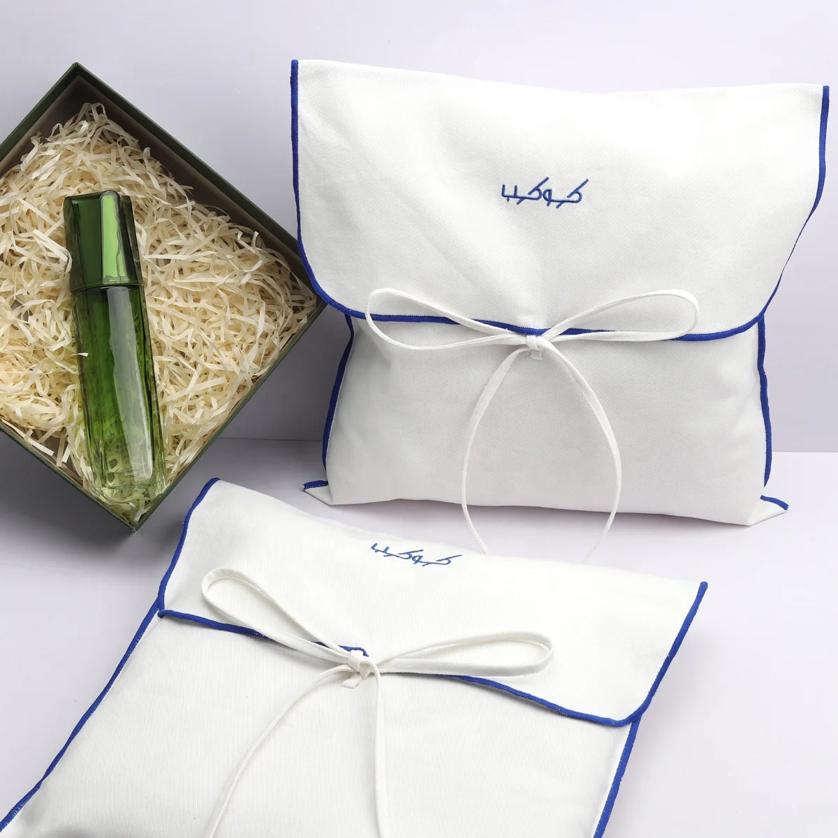 Eco-Friendly White Cotton Twill Envelope Pouch Gift Wallet Handbag Packing Dust Bag Luxury Cotton Flap Dust Pouch