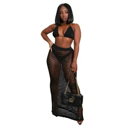 2021 sexy hollow out two pieces sexy beachwear plus size bodycon women mesh plus size swimsuit cover up