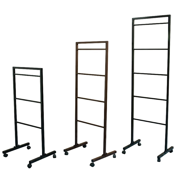 Modern Hotel Stainless Steel Fixed Bath Towel Bar Black Multi-layer Bathroom Towel Rack With Wheels