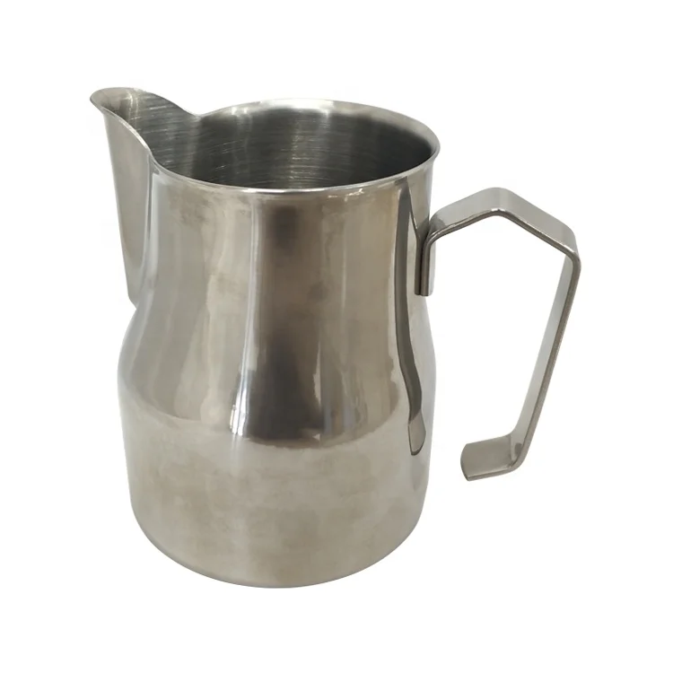 
Making Cappuccino 650ML Stainless Steel Mirror Surface Milk Bubble Mug Cusp Mouth Cup Fancy Embossed Milk Jar 