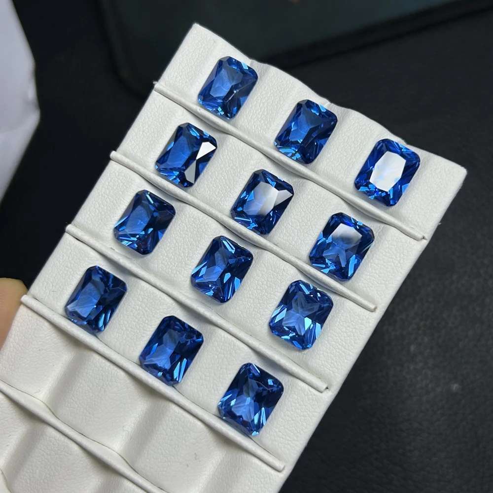 3x5mm-10x14mm Octagon Blue Spinel Emerald Cut London Blue 119# Lab Grown Spinel Gemstones