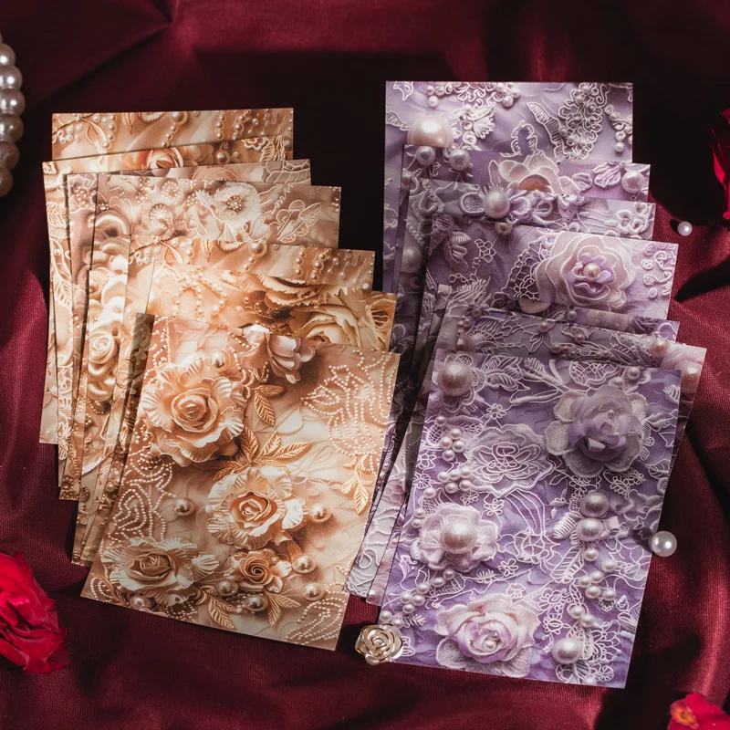 30sheet/set Wholesale Material Paper 3d Simulation Lace Pack Background Paper Scrapbooking Flowers Moto Notebook Deco Sticker