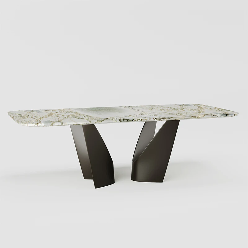 Мебель для столовой, мраморный обеденный стол, 6 мест, домашний стол из нержавеющей стали, роскошь для домашнего отеля
