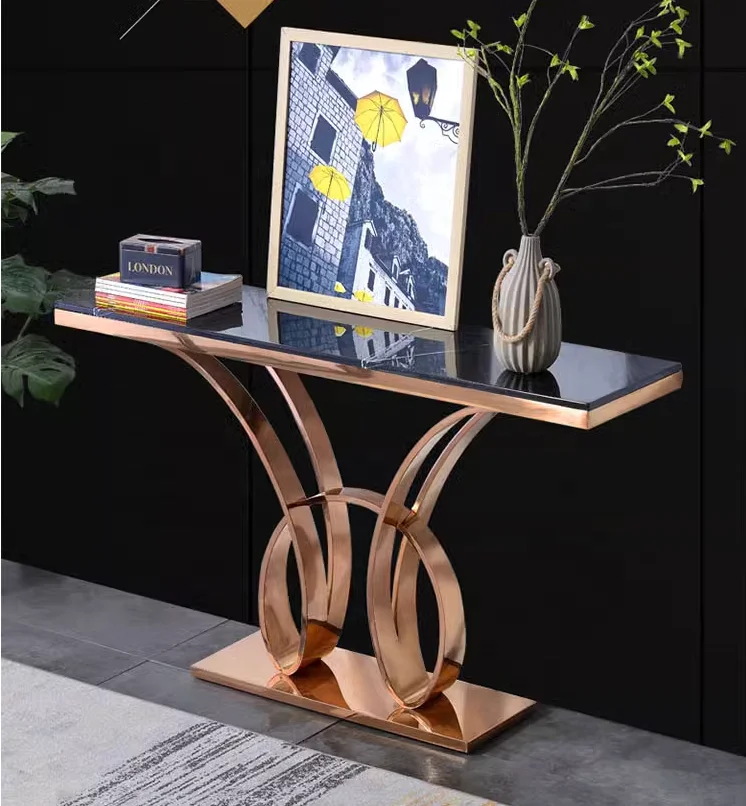 Hot sale living room furniture mirrored rose gold or gold frame  console table modern luxury corner console table