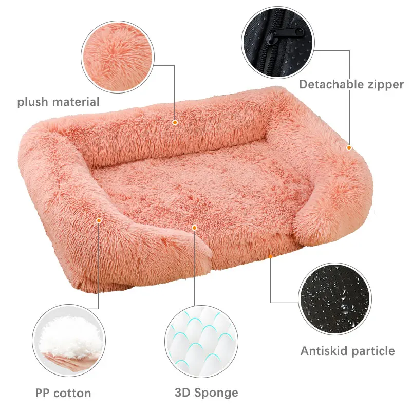Dog Bed Matress High Quality Long Plush Foam Orthopedic Pet Bed House Mat Pat Removable Cushion Sofa for dog cat custom