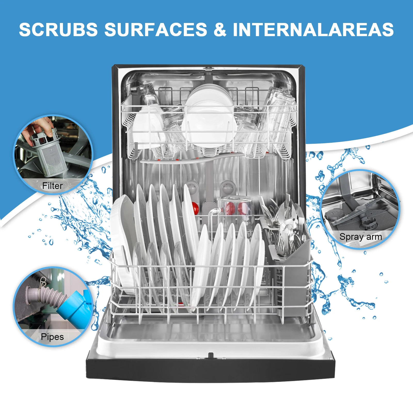 Powerful Oil Stains Dishwasher Solid Detergent Tablets 50 pcs  for Sparkling Clean Dishes