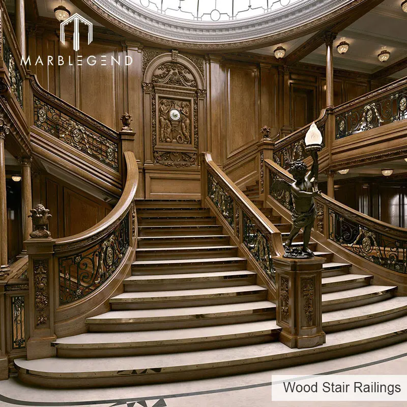 Luxury Design Natural Stone Indoor Arc Staircase  White Marble Staircase