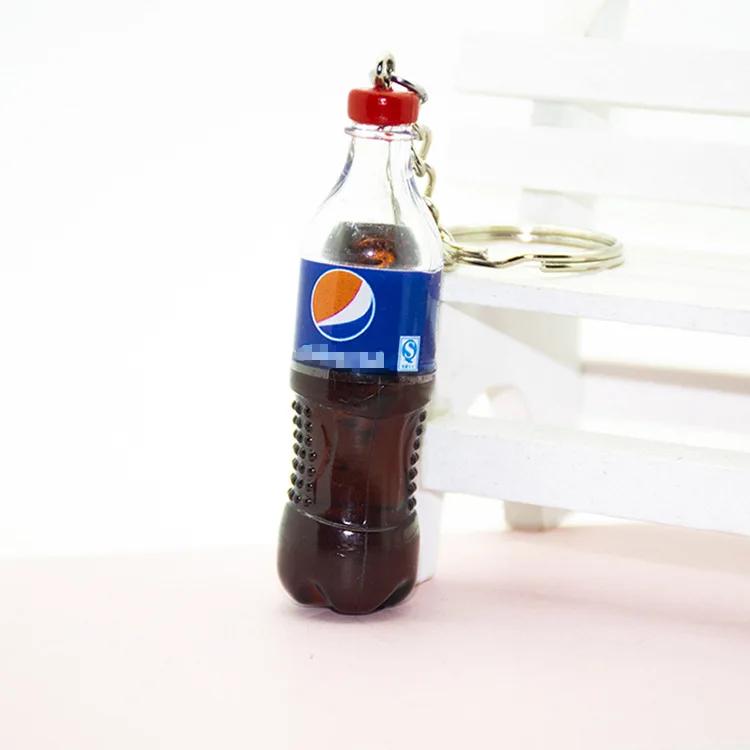 Mini Beverage Bottle Keychain Pendant Wholesale Simulation Carbonated Drink Bottled Keyring Key Chain Ring