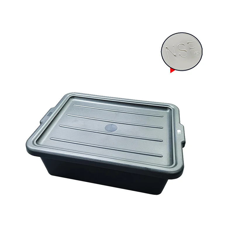 Commercial Rectangular Stackable  Kitchen Food Vegetable Storage Plastic Tote Boxes With Lids Wash Tub Basin Bus Box